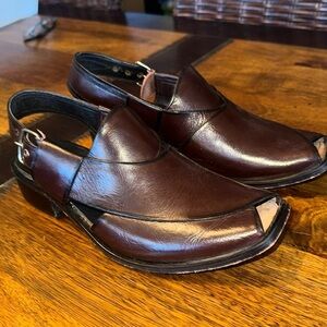 Brite Executive leather open toe shoes size 8 EUC